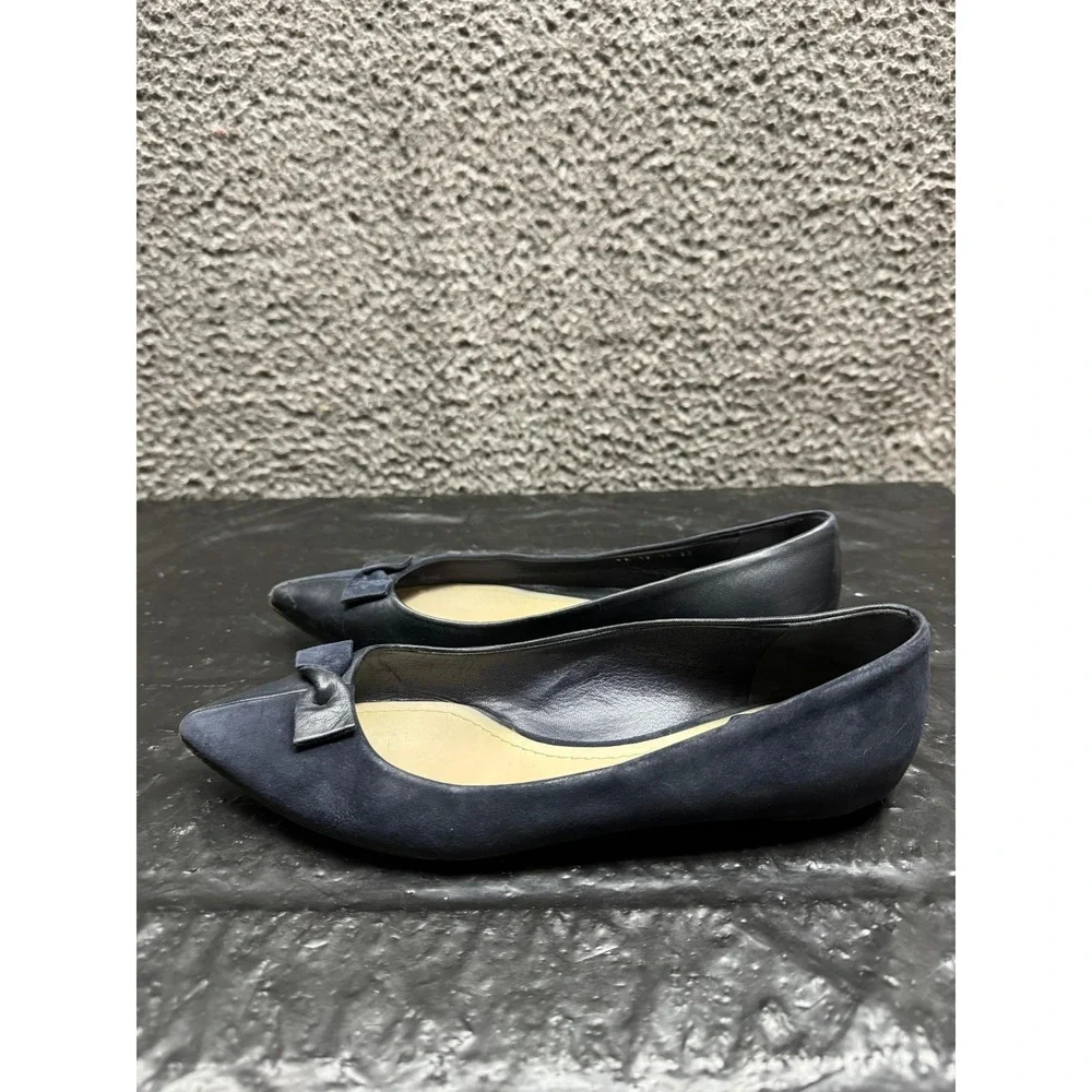 Christian Dior Suede Pointed Toe Slip On Ballet Flats Navy Blue Women Size 37 EU - Picture 5 of 10
